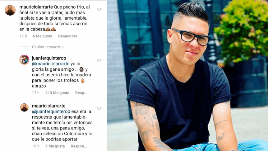 Juanfer Quinteros y su cruce en istagram con un fanático. / Gentileza.