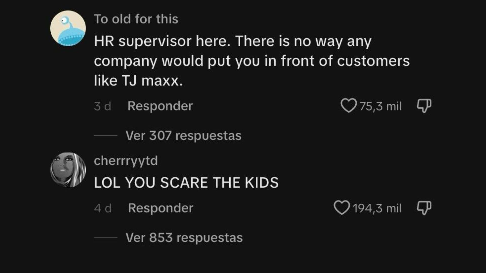 Los duros comentarios que recibió la joven en Tiktok.