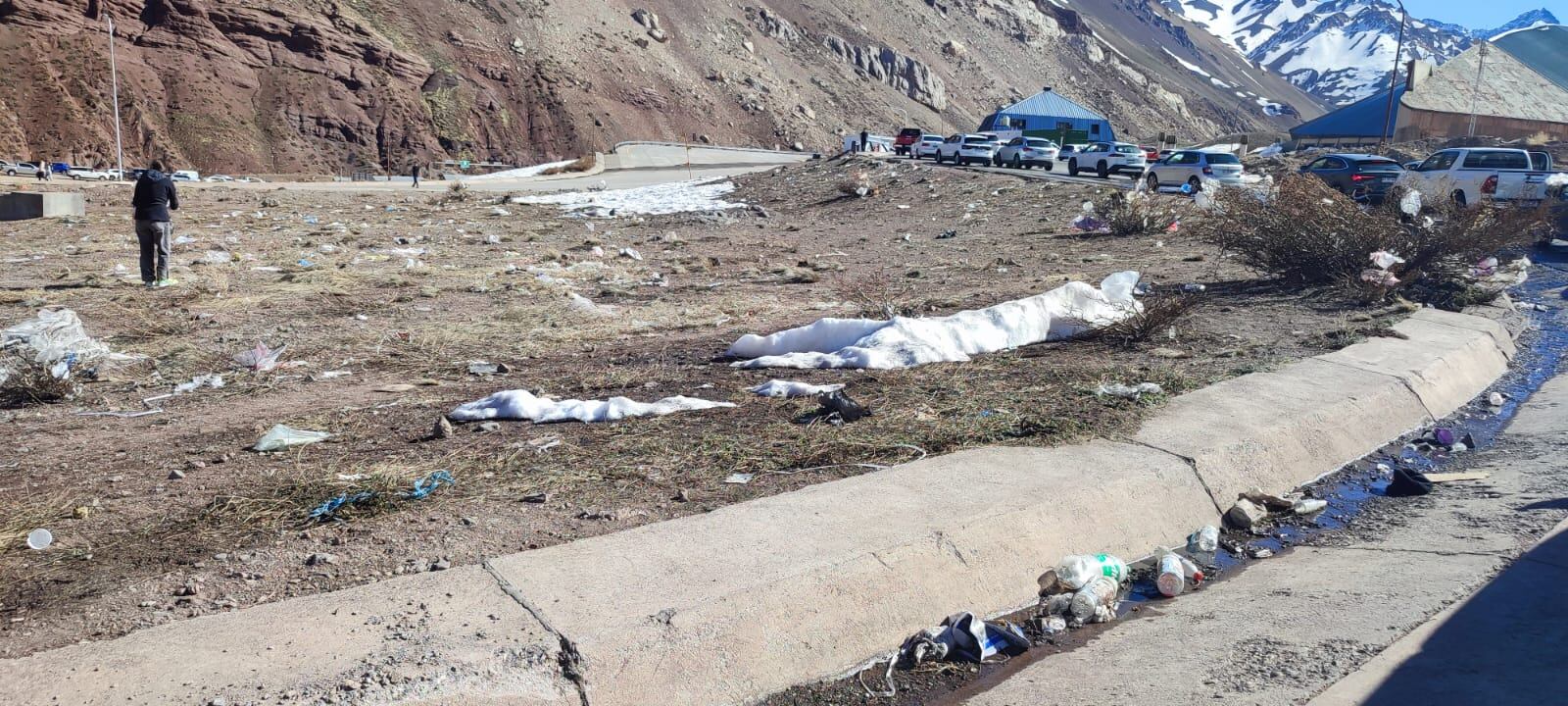 Video: Turistas chilenos aprovecharon la espera en el Paso Internacional y limpiaron la basura en Horcones. Foto: Gentileza