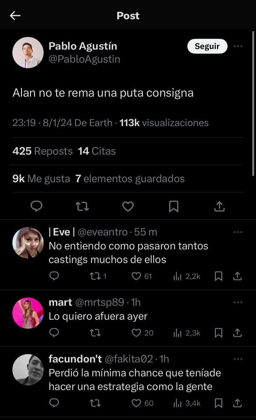 Alan, el blanco de memes por elegir a Manzana para una noche romántica en Gran Hermano. Captura de pantalla.