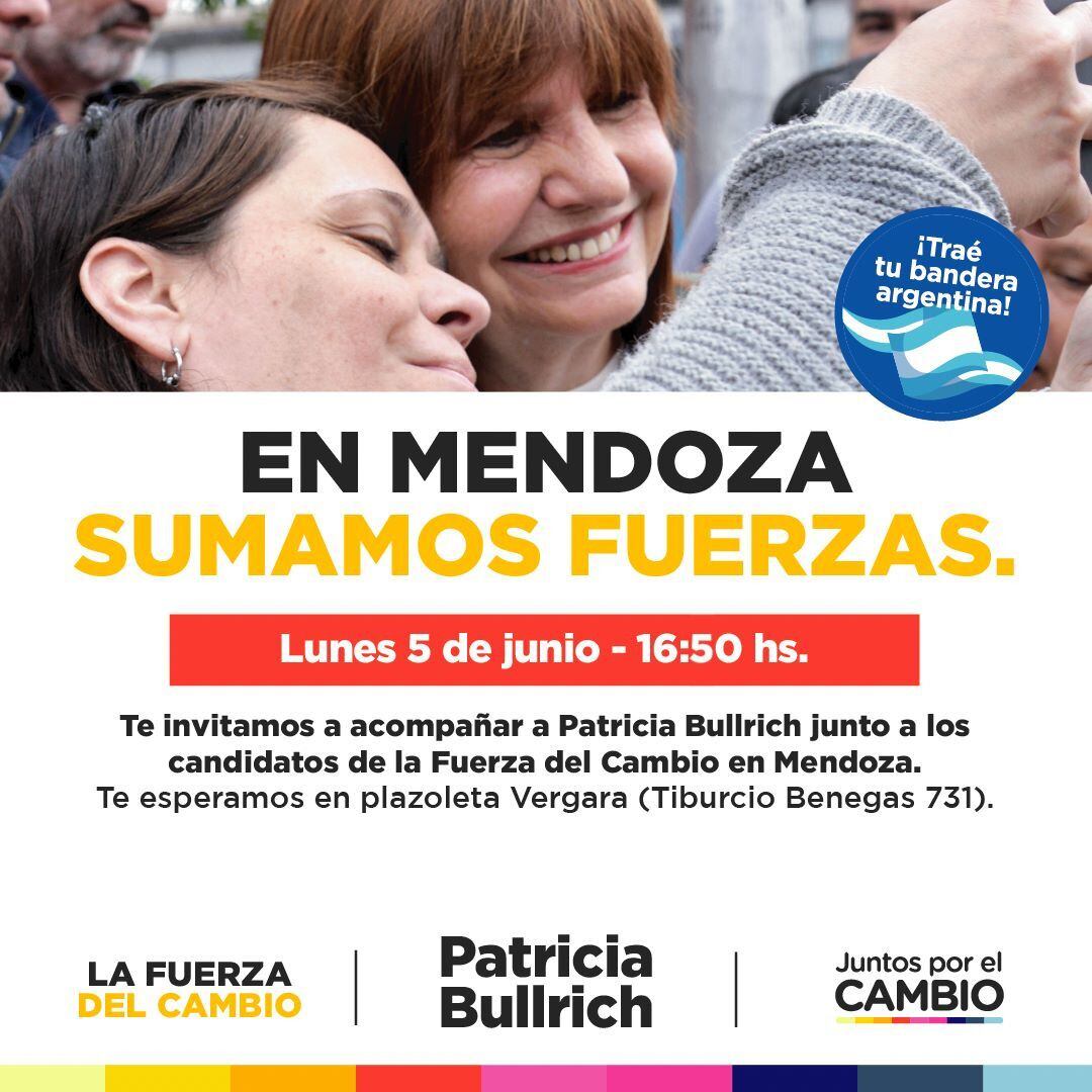 La invitación al acto de Bullrich en Ciudad. Gentileza