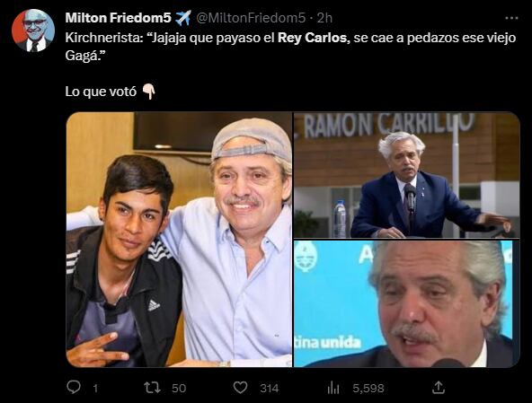 Los mejores memes de la coronación del rey Carlos III. Foto: Twitter/@MiltonFriedom