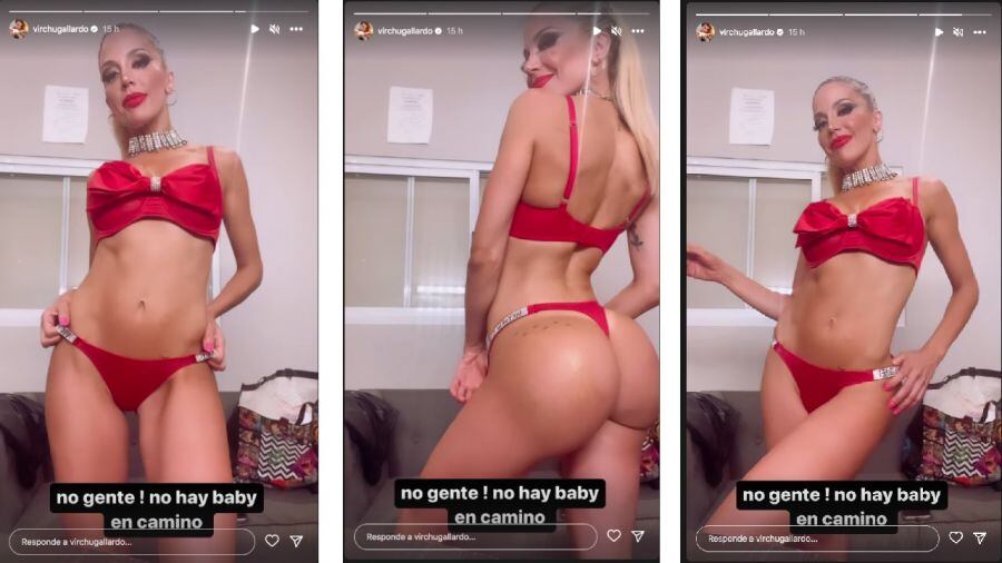 Virginia Gallardo posó en microbikini y salvo las dudas de un nuevo embarazo.