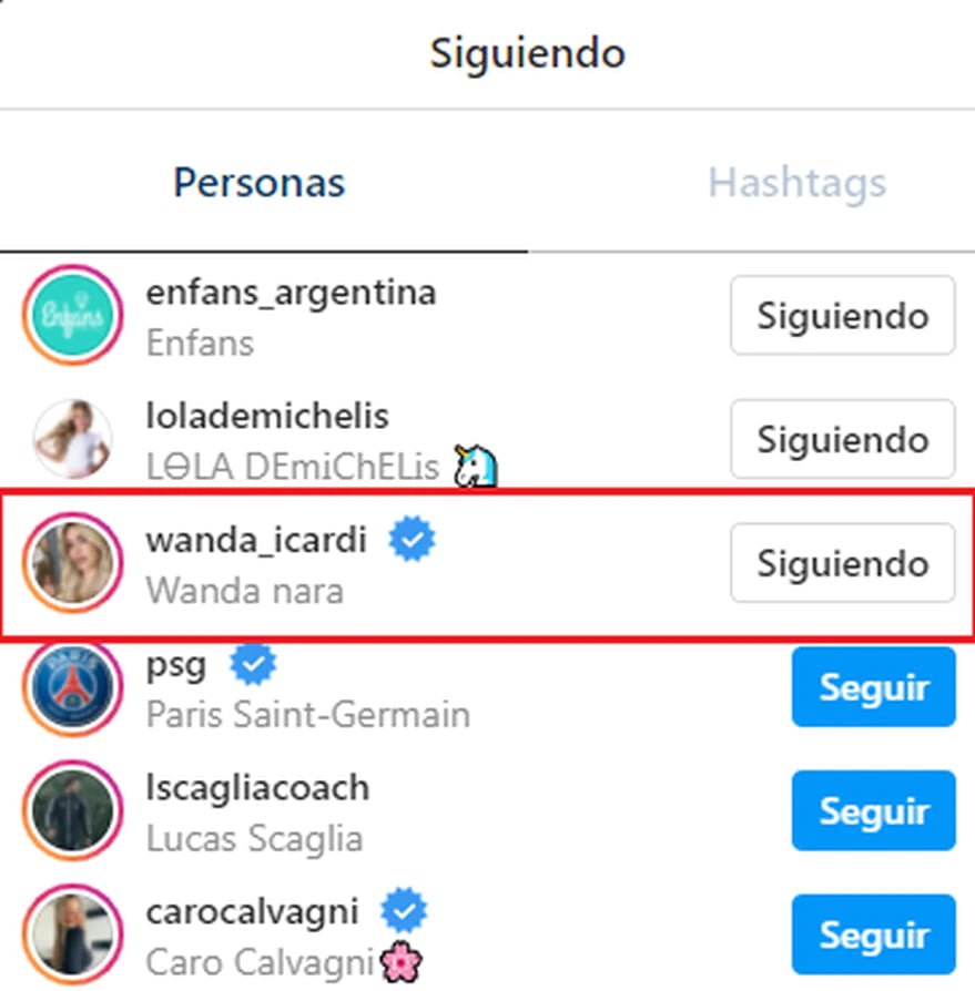 Antonella comenzó a seguir a Wanda Nara en redes.