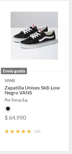 Precio de Vans Chile