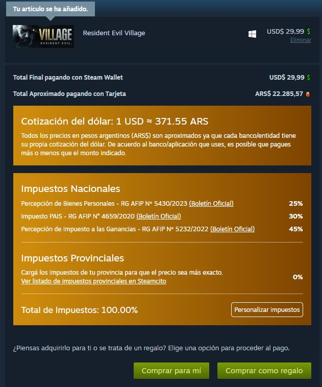 Se dolarizó Steam en Argentina