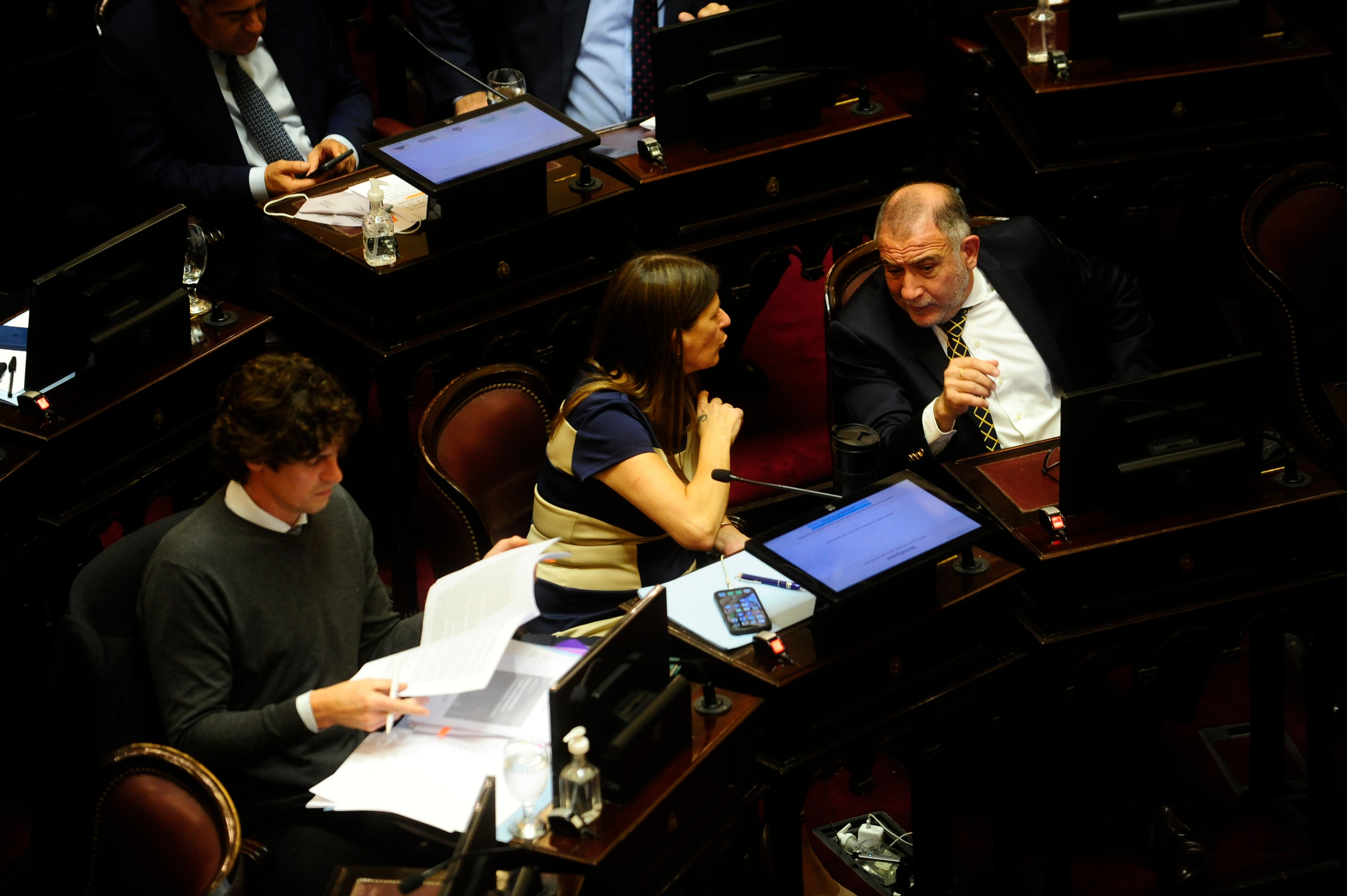 Los senadores Martín Lousteau, Guadalupe Tagliaferri y Luis Juez (Foto: Clarín)