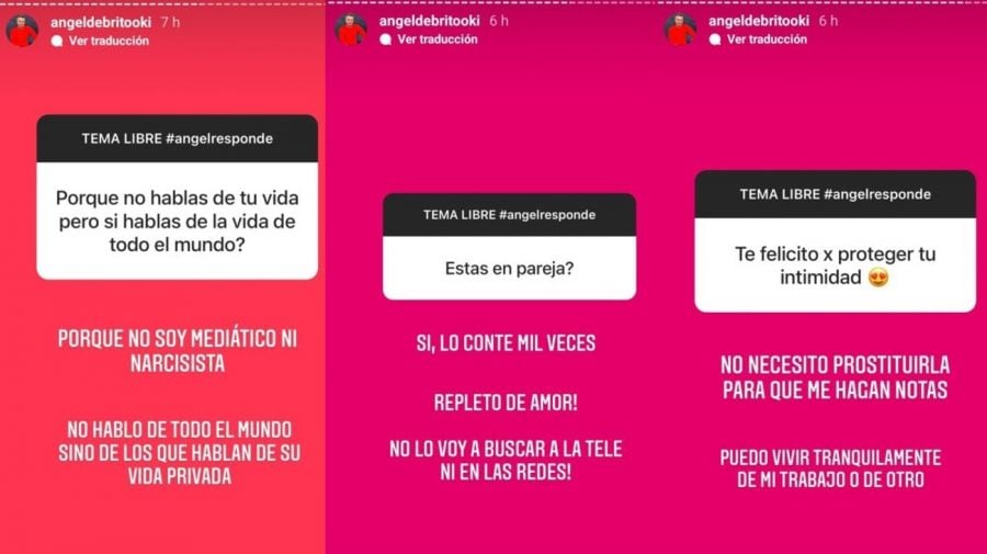 Ángel de Brito respondió a sus seguidores cuando le preguntaron por su situación sentimental.