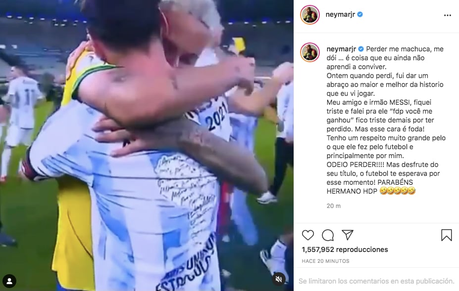 El mensaje de Neymar para Lionel Messi.