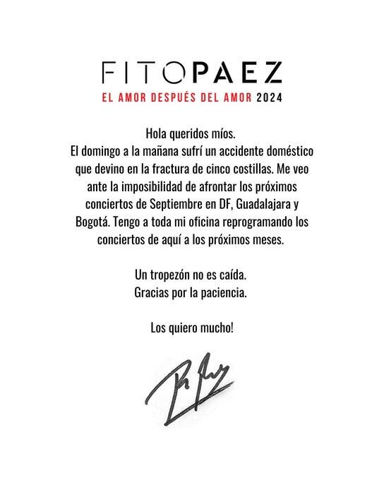 El comunicado de Fito Paez