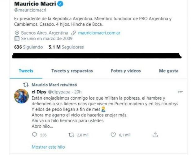 Macri retuiteó a El Dipy