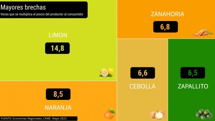 Mayores brechas de precio del productor a la góndola en mayo. CAME