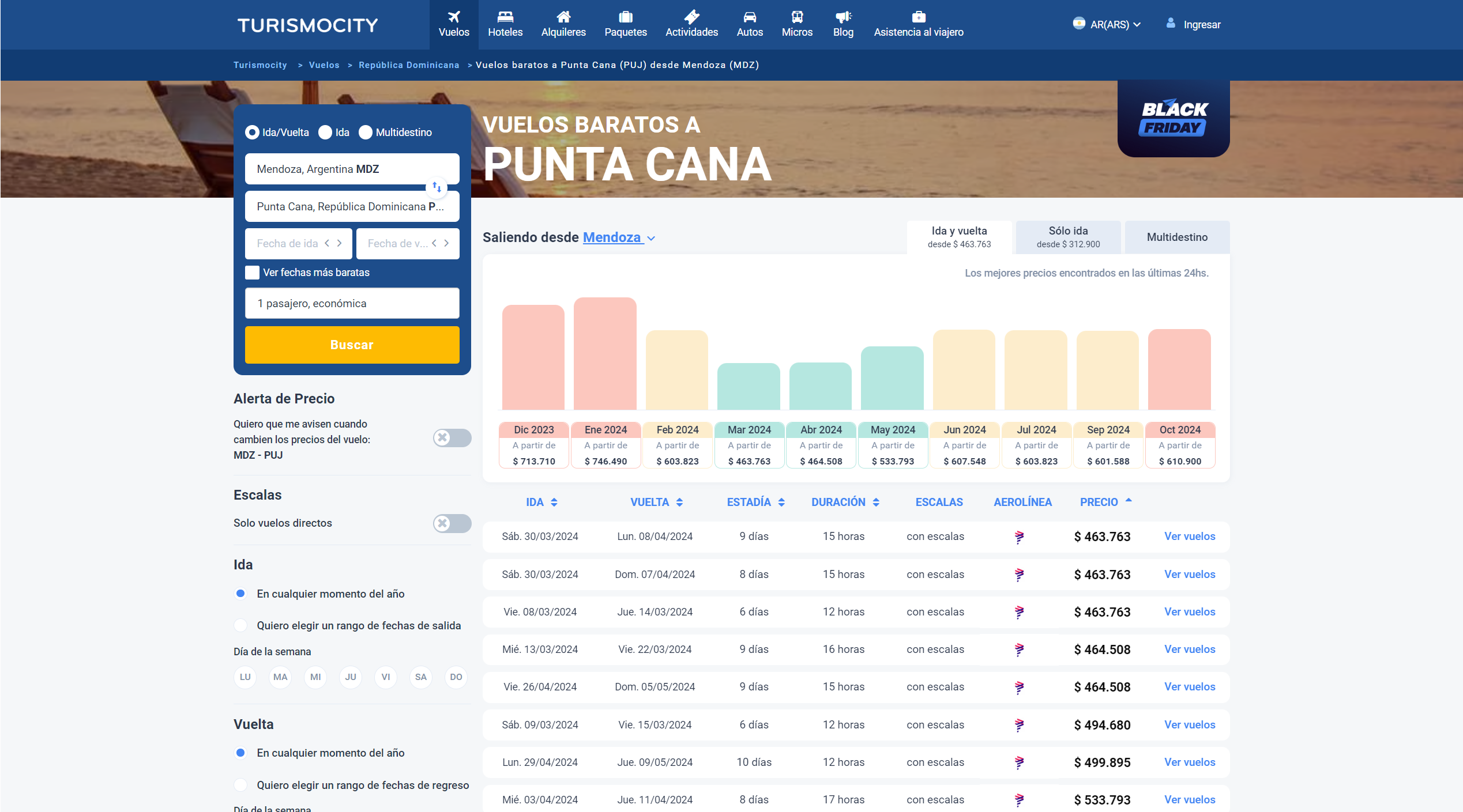 Vuelo a Punta Cana desde Mendoza.