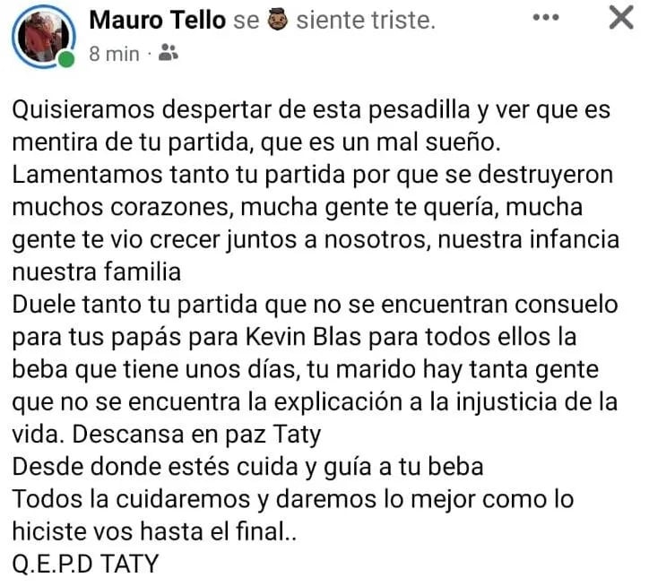 Mensajes de apoyo a la familia por la muerte de la joven.