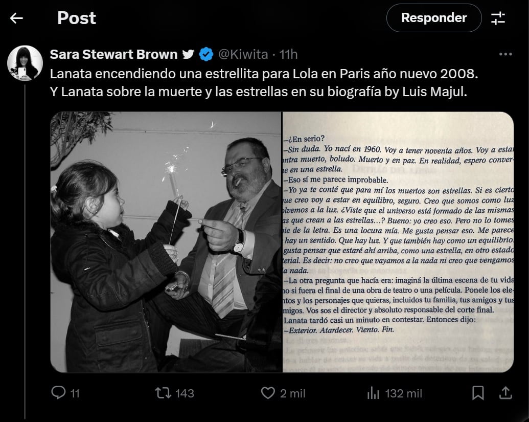 Sara Stewart Brown se despidió de Jorge Lanata.