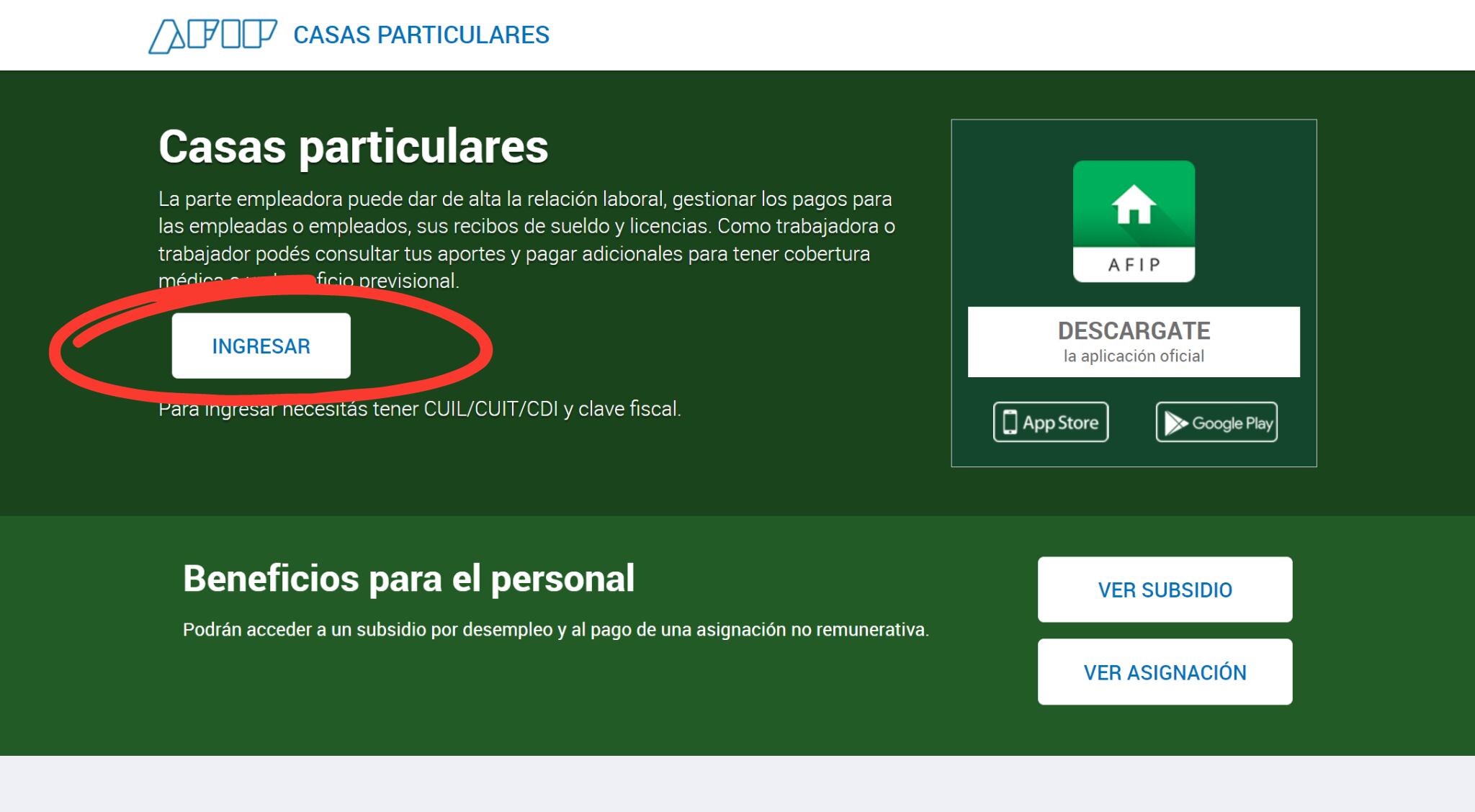 Ingreso al portal, deberás tener Cuil y clave fiscal para ingresar.