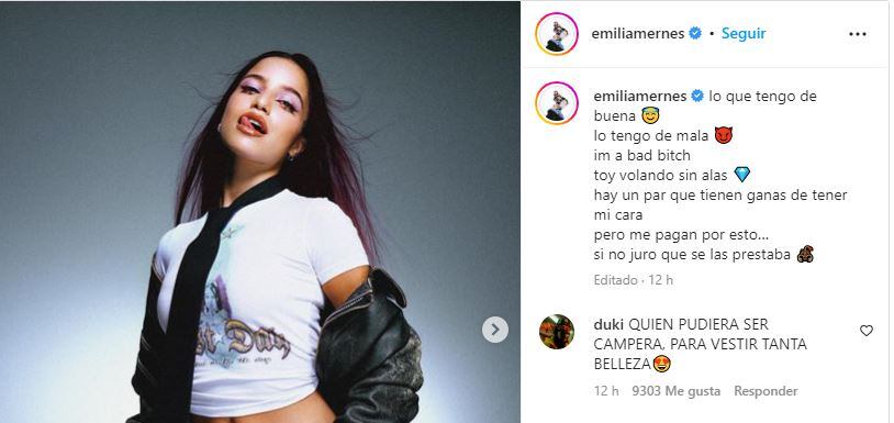 Emilia Mernes enamoró un poco más a Duki con su belleza.