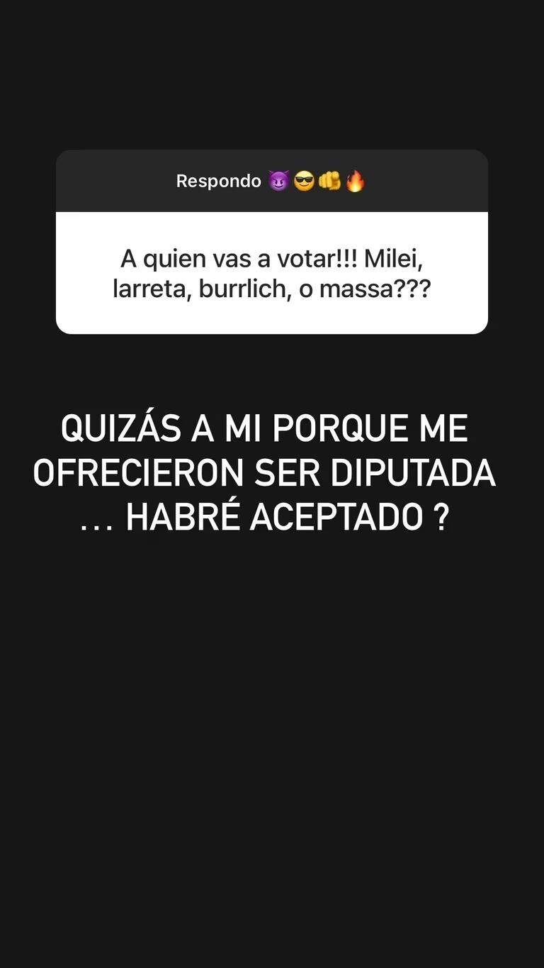 La bailarina volvió a ser tentada para ser diputada.