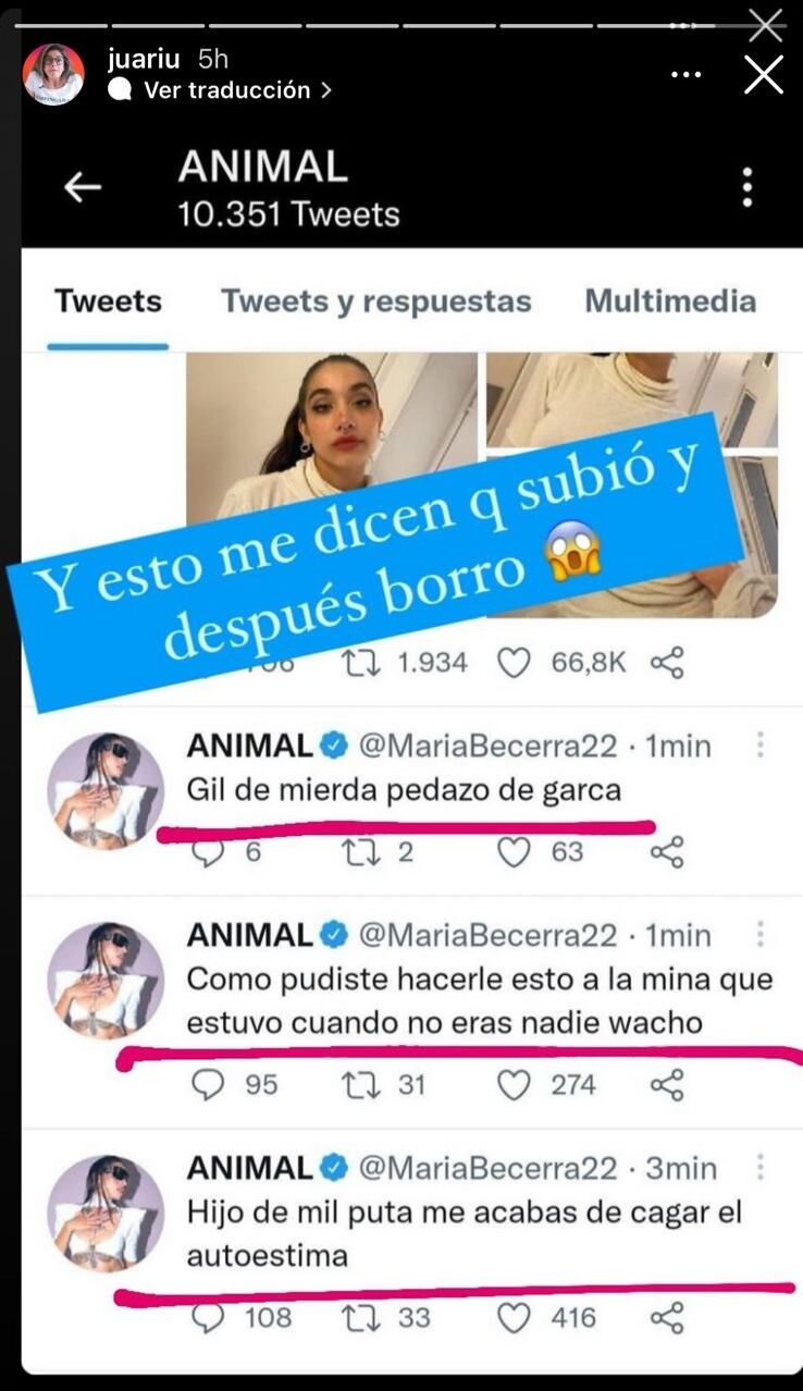 La influencer Juariu descubrió que ella dejó de seguir a su novio Rusherking pero que él a ella no.