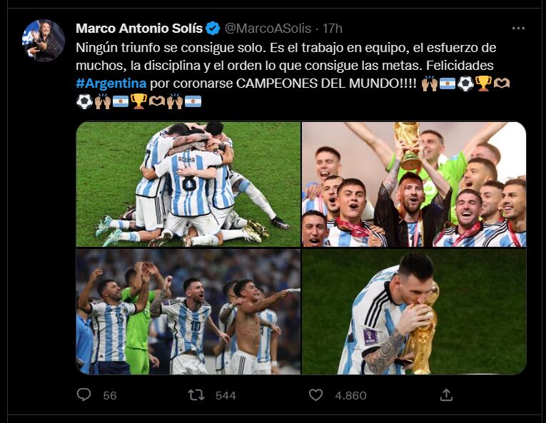 Figuras Internacionales celebraron el triunfo de Messi y la Scaloneta