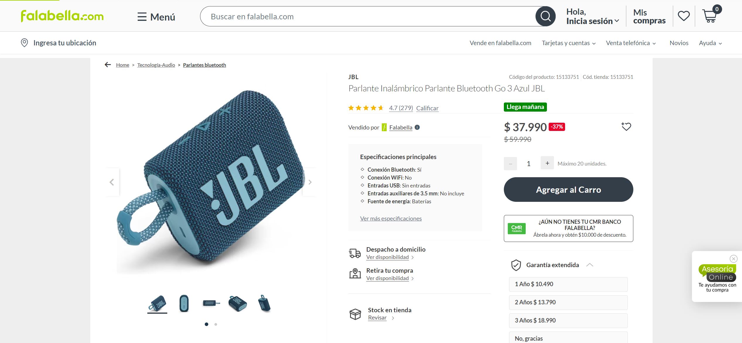 Parlante JBL precio Chile.