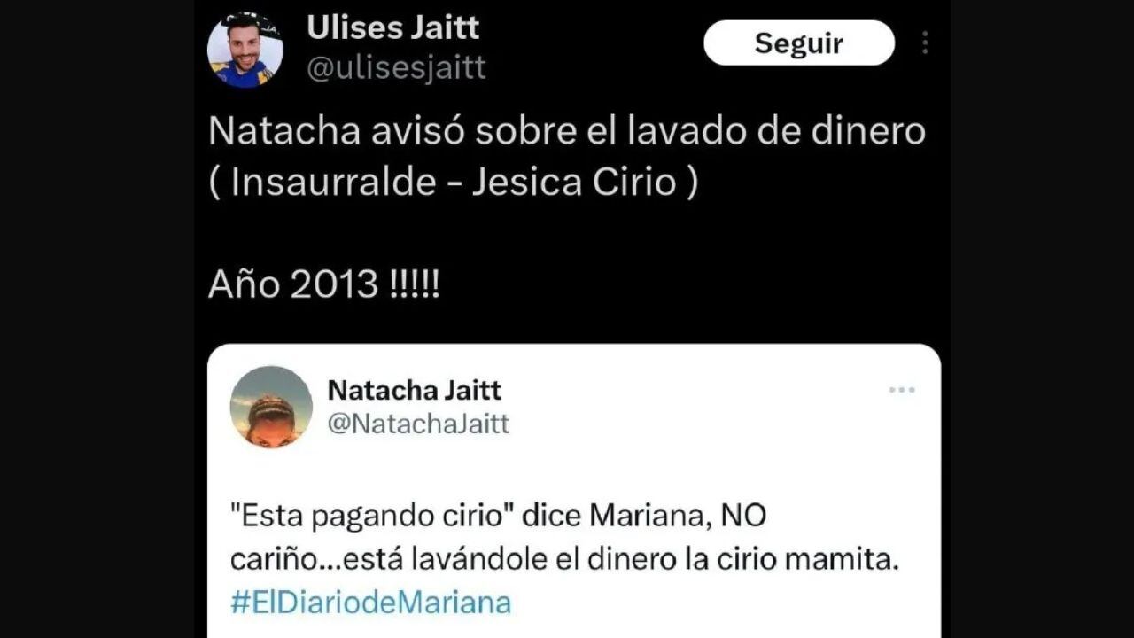 El mensaje de Natacha Jaitt.