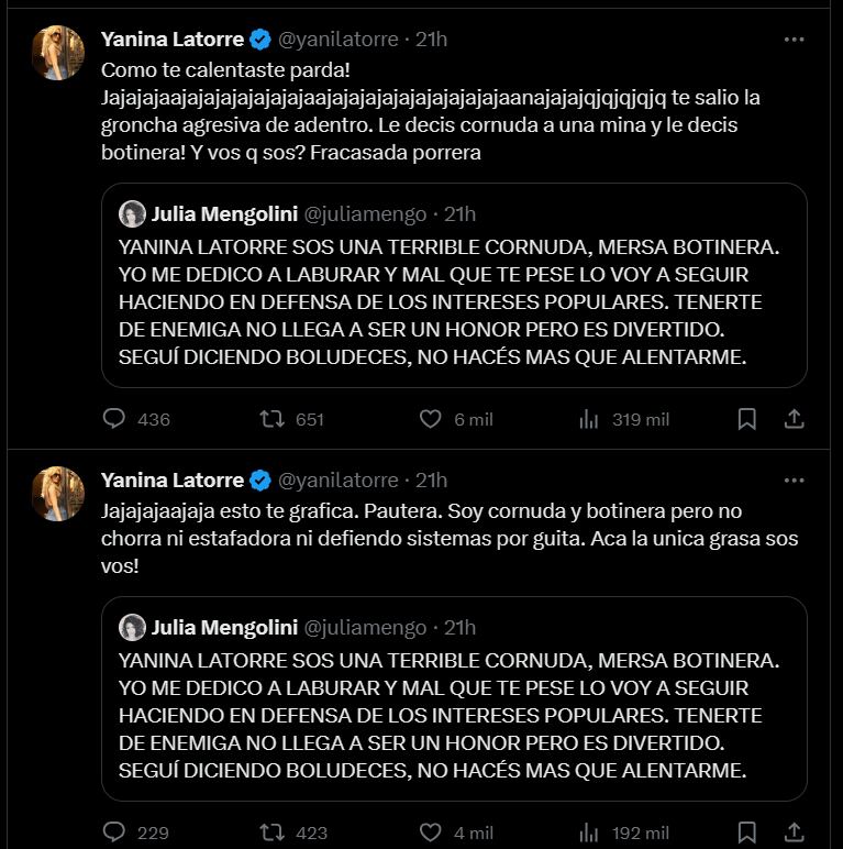 Yanina Latorre contra Julia Mengolini