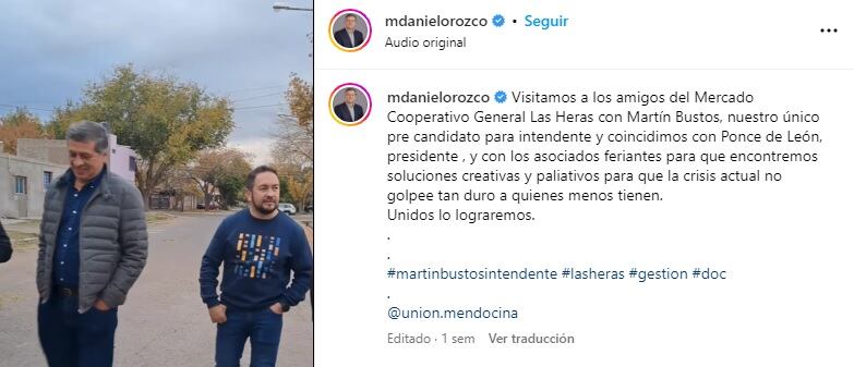 Daniel Orozco y Martín Busos en una recocrrida por Las Heras.