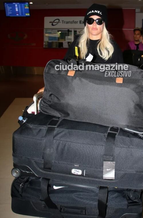 Wanda Nara en el aeropuerto.