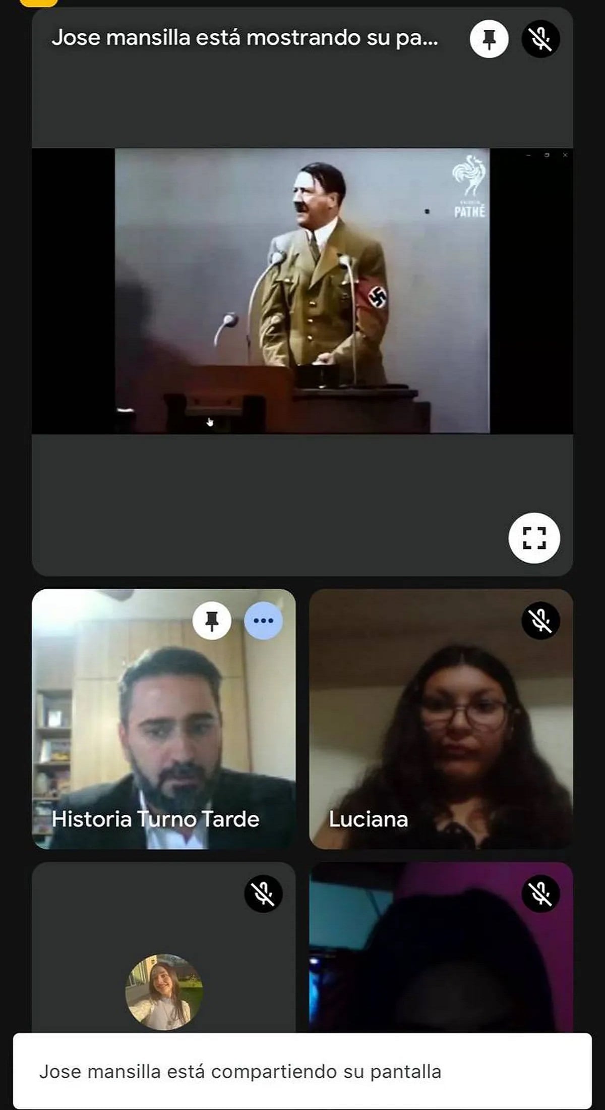 Clase virtual en la UNCuyo: por Meet insultaron a una alumna y le pusieron una foto de Hitler (Gentileza)