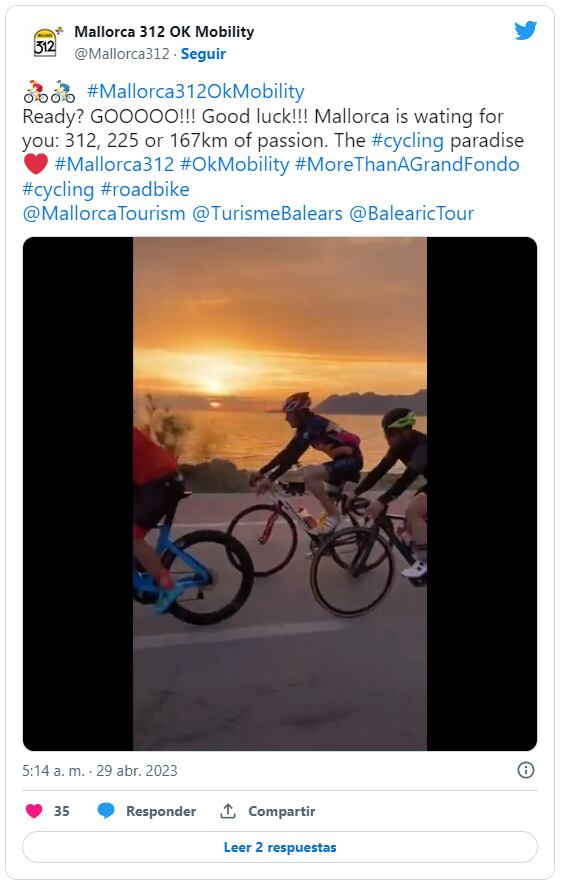 Scanoli completó la prueba de la "Mallorca 312 Ok Mobility". Foto: Twitter/@Mallorca312