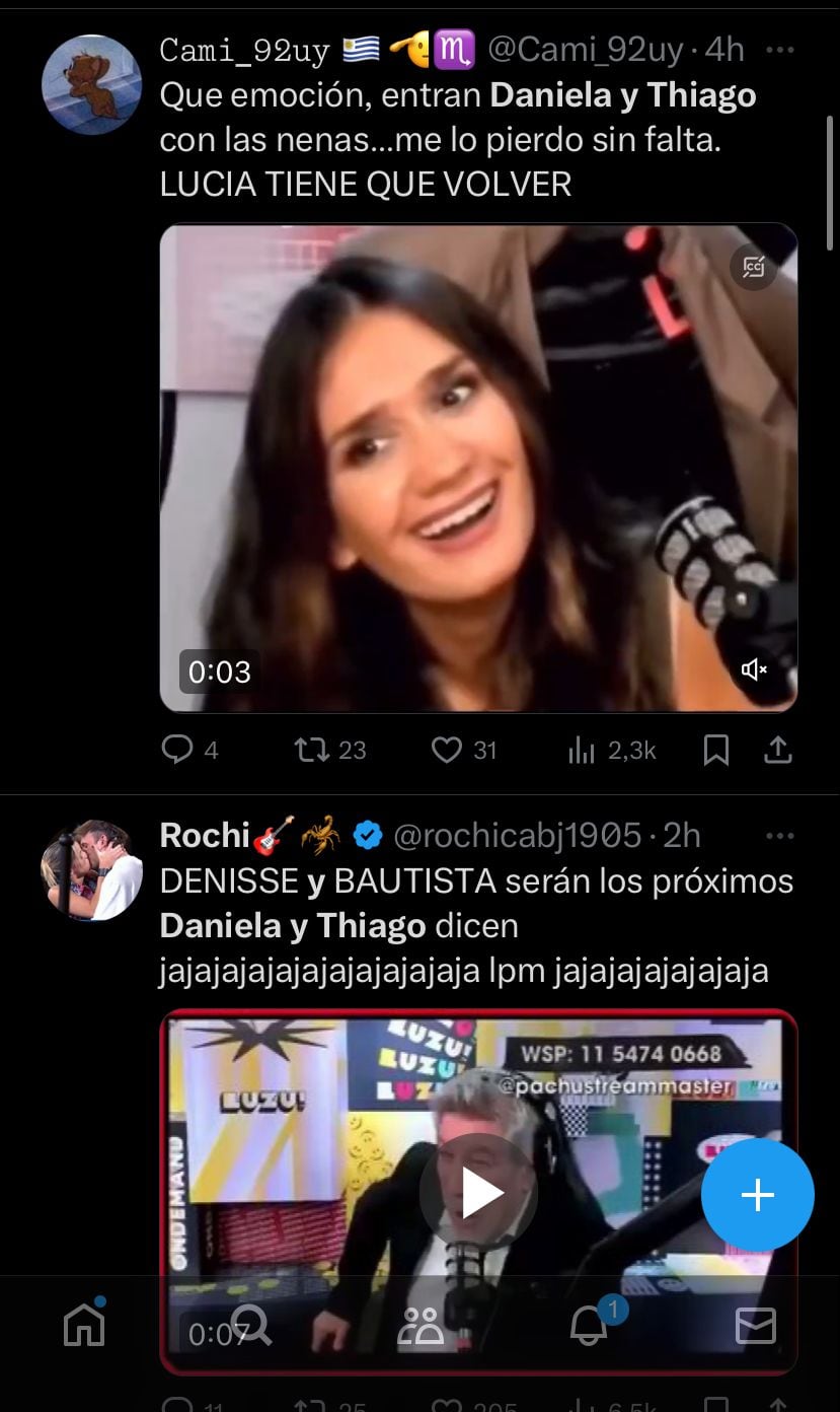 Los memes por el anuncio de Santiago del Moro sobre Thiago y Daniela de Gran Hermano. Captura de pantalla.