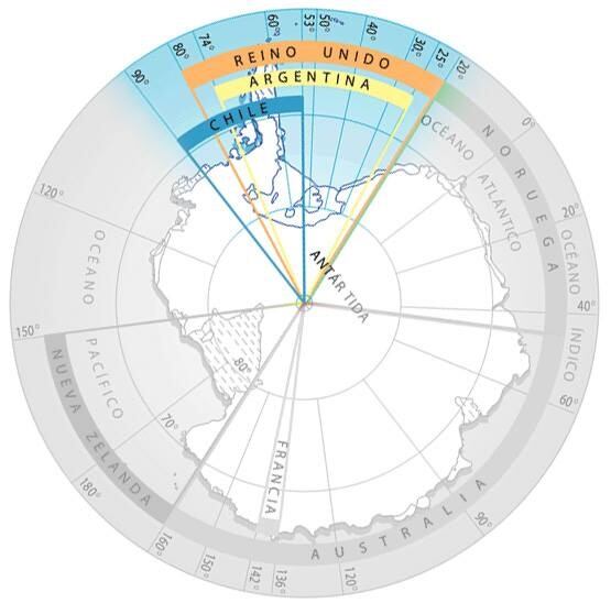 Antártida: sector reclamado por Argentina, Chile y Reino Unido (Gentileza)