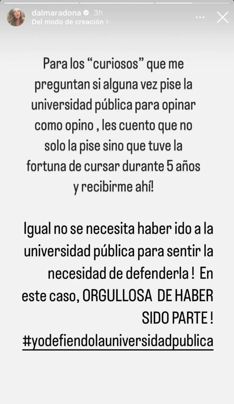 La hija de Diego defendió la educación pública y recibió varias criticas.