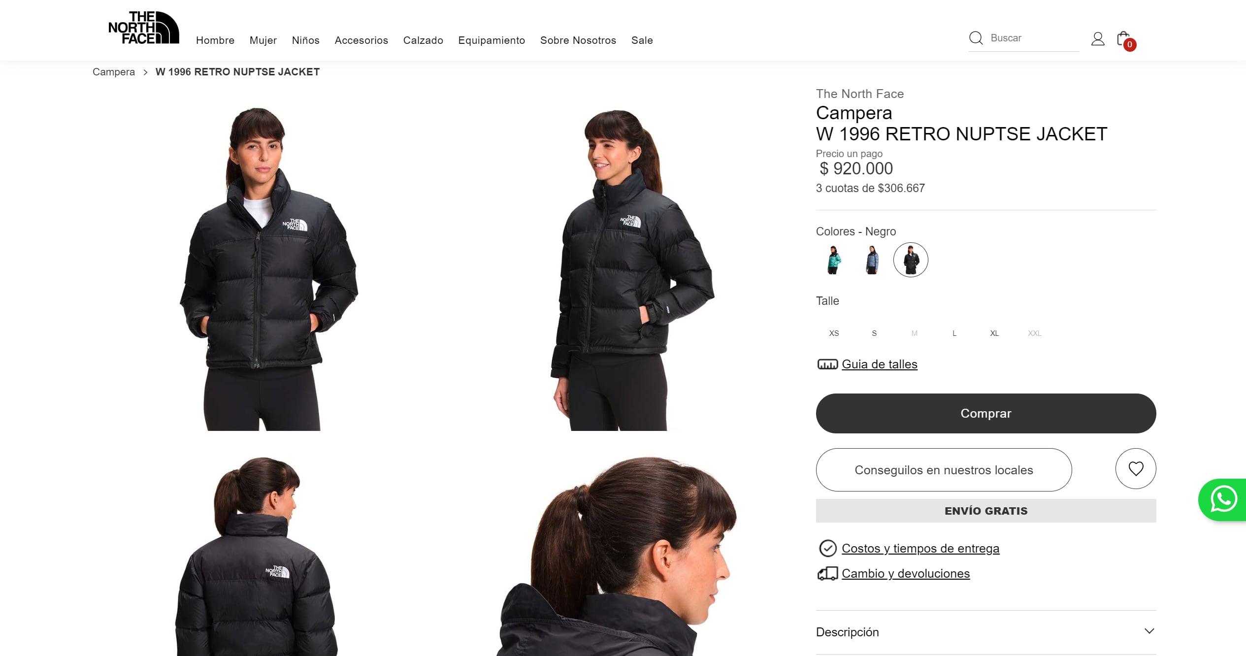 Campera The North Face para mujer en Argentina.