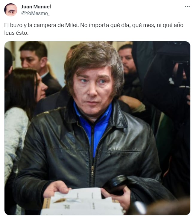 Los memes por la campera de Javier Milei - X