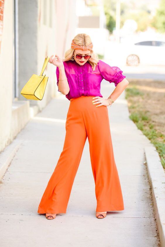 Look 3 acá la opción de naranja con magenta