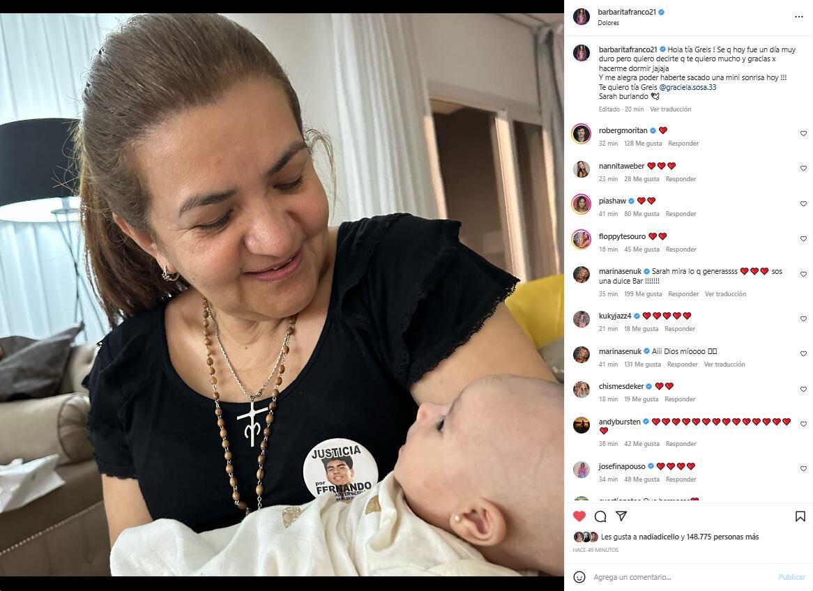 Barby Franco emocionó al mostrar la sonrisa de Graciela, la mamá de Fernando Báez Sosa.