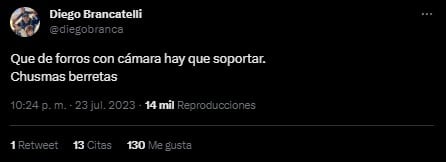 Diego Brancatelli reaccionó en Twitter. Foto: captura.