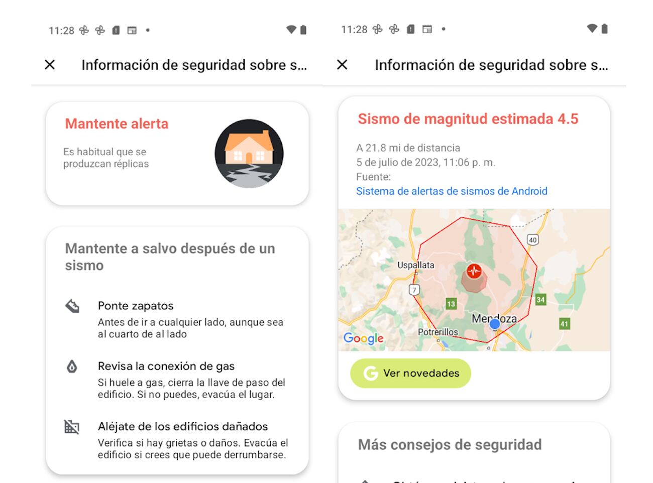 Esta fue la alerta de sismo que lanzó Google tras el fuerte temblor que se sintió en el Gran Mendoza.