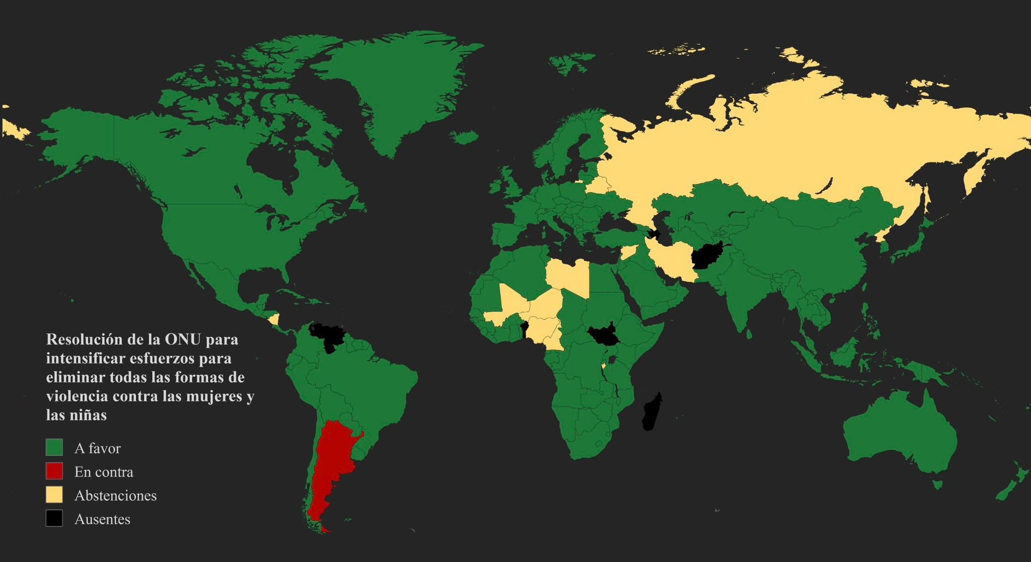 Argentina fue el único país de la ONU que votó en contra de una resolución para eliminar y prevenir la violencia contra las mujeres. Imagen: X / @diagonalesweb