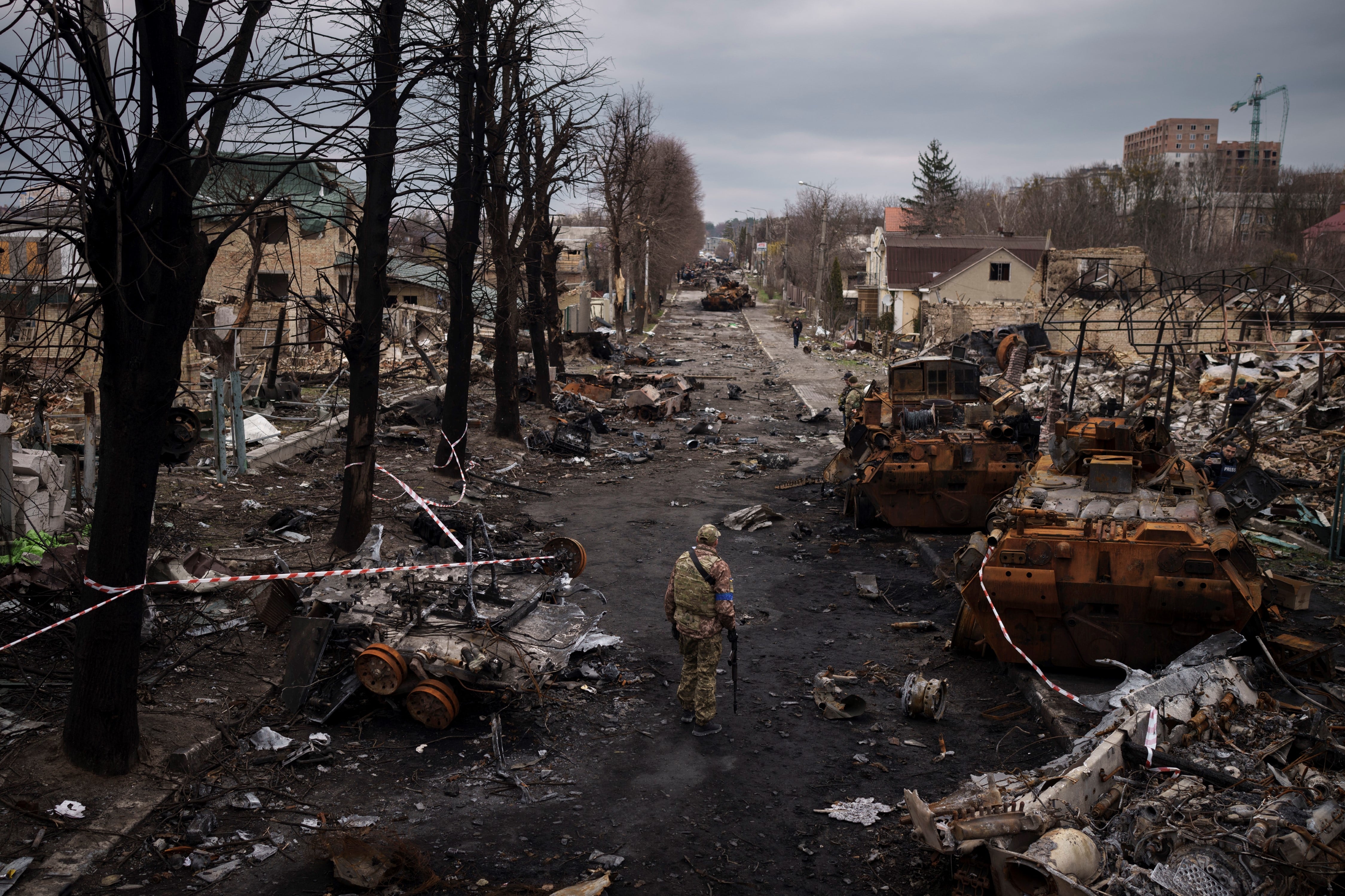 Una de las ciudades devastadas por la guerra (AP).