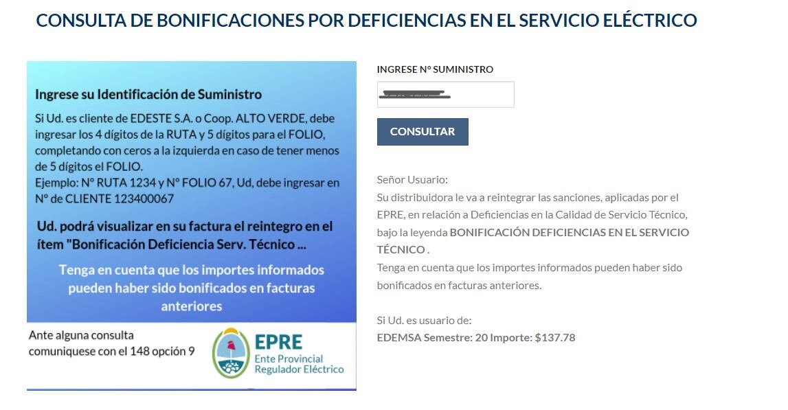 Desde la web del EPRE podés consultar si tu distribuidora eléctrica te debe dinero por los últimos cortes de energía