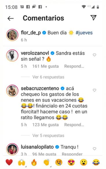 Cuenta de Instagram de Flor Peña y los mensajes que recibió