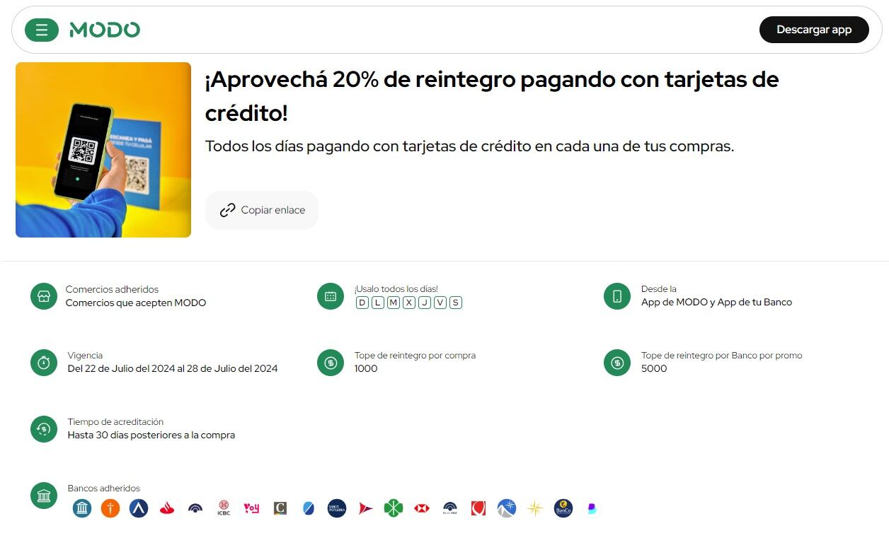 MODO regala $5.000 como reintegro esta semana