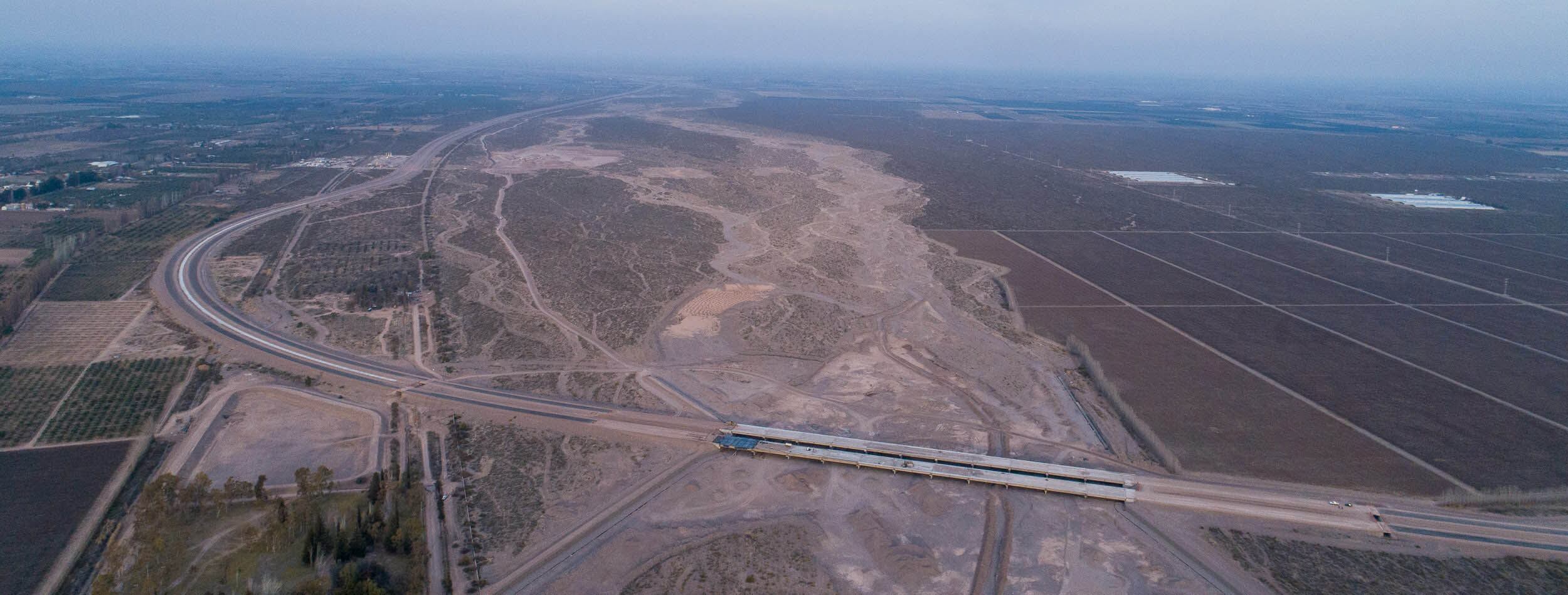 Vista aérea de las obras de la Variante Palmira.
Gobierno de Mendoza