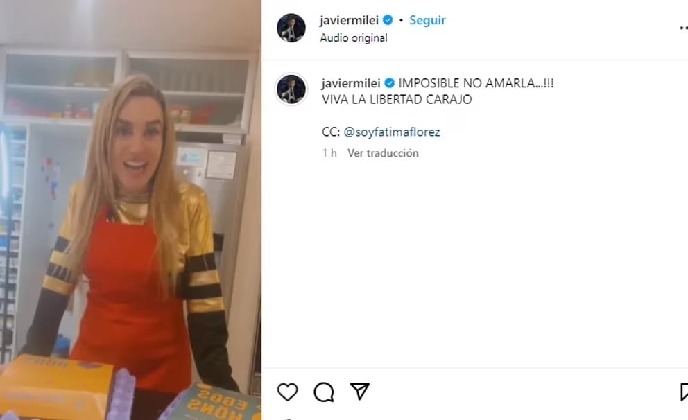 Javier Milei subió un video de Fátima con un mensaje amoroso