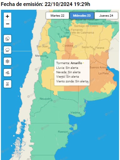 Alerta amarilla - SMN