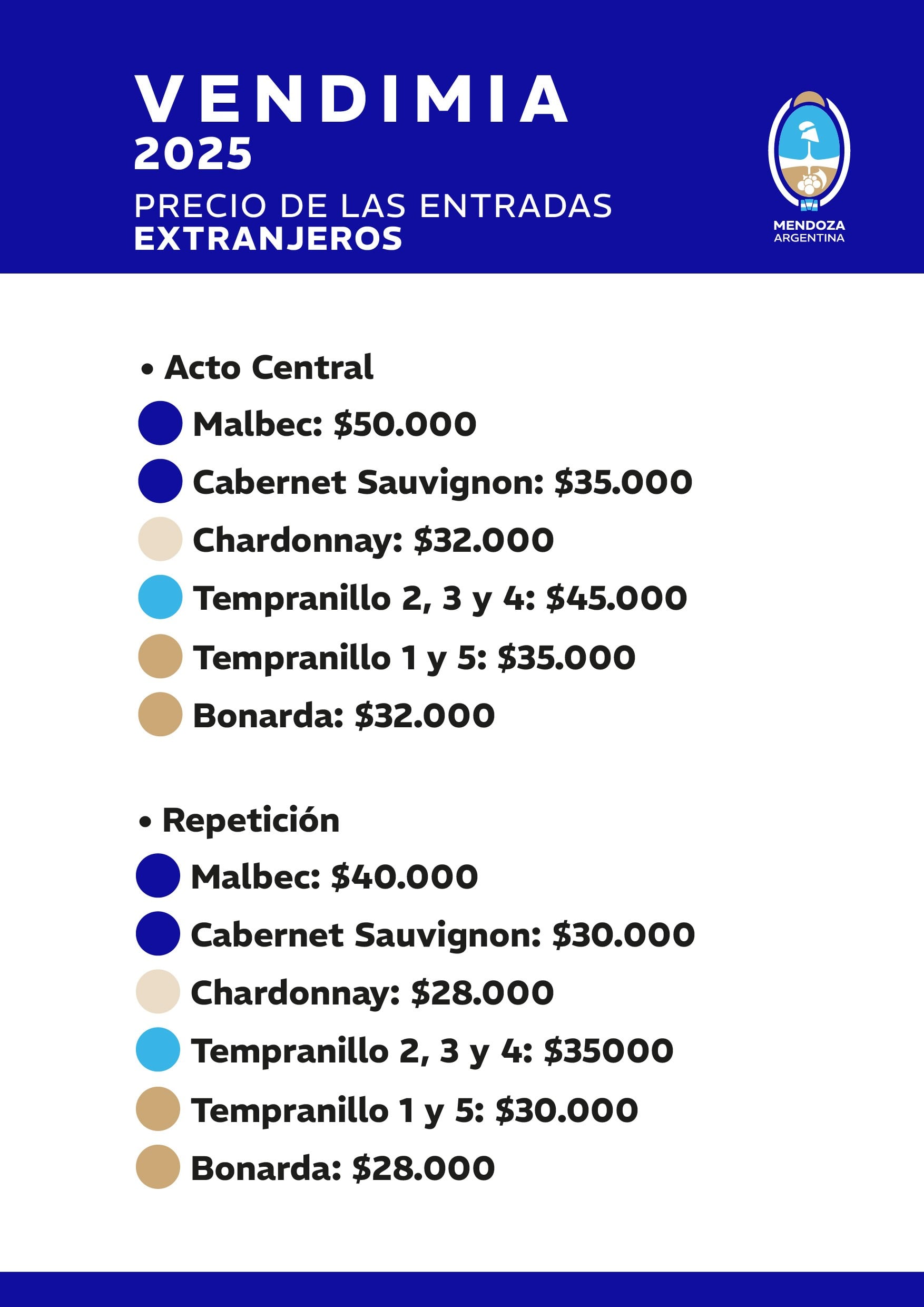 Entradas para Acto Central y repetición de la Vendimia 2025: precios, fechas y cantidad por persona