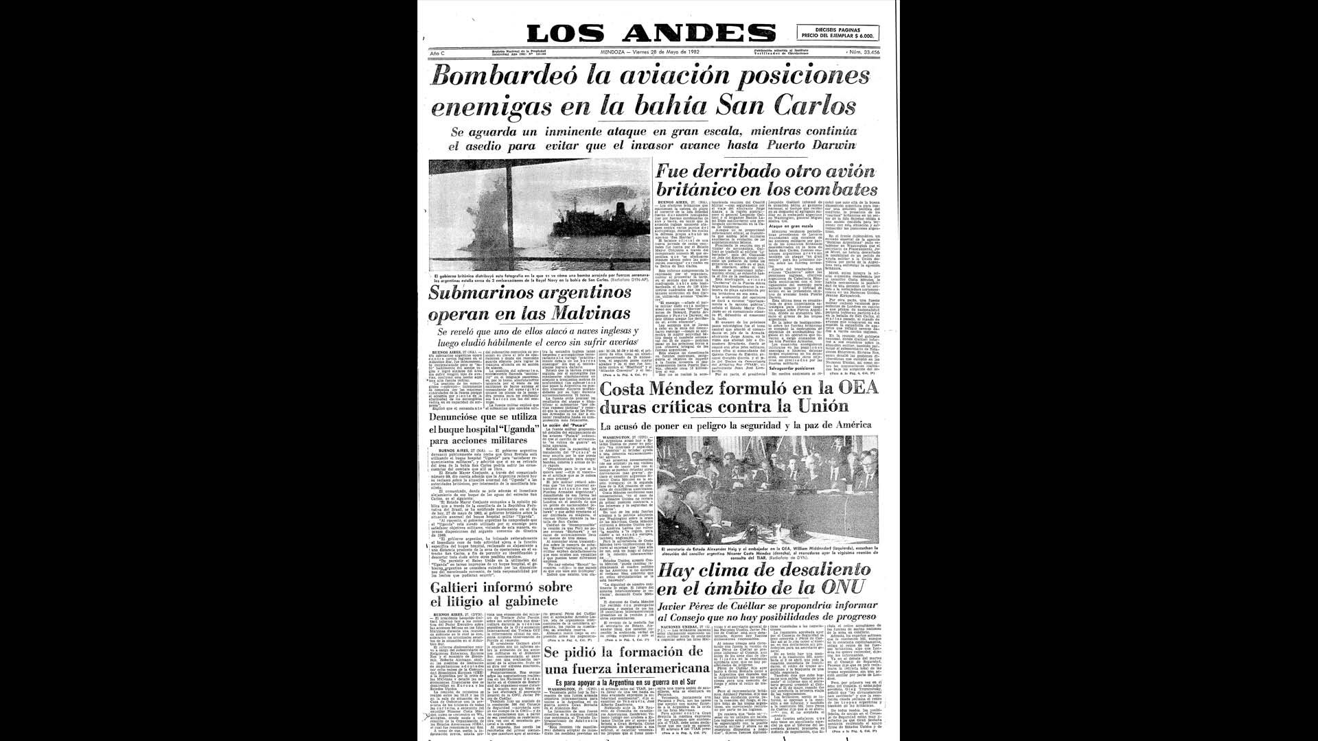 Un recorrido día a día por las portadas del medio más importante de Mendoza, para conocer el pulso diario de la guerra que enluteció a todo el país.